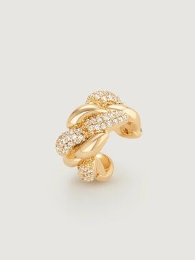Gold Pavé Braided Hoop Ear Cuff